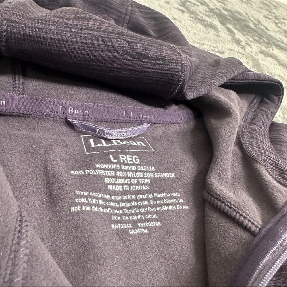 L.L. Bean Women's L REG Heathered Plum Zip Hoodie Thumb Holes Primaloft Fleece - Picture 4 of 13